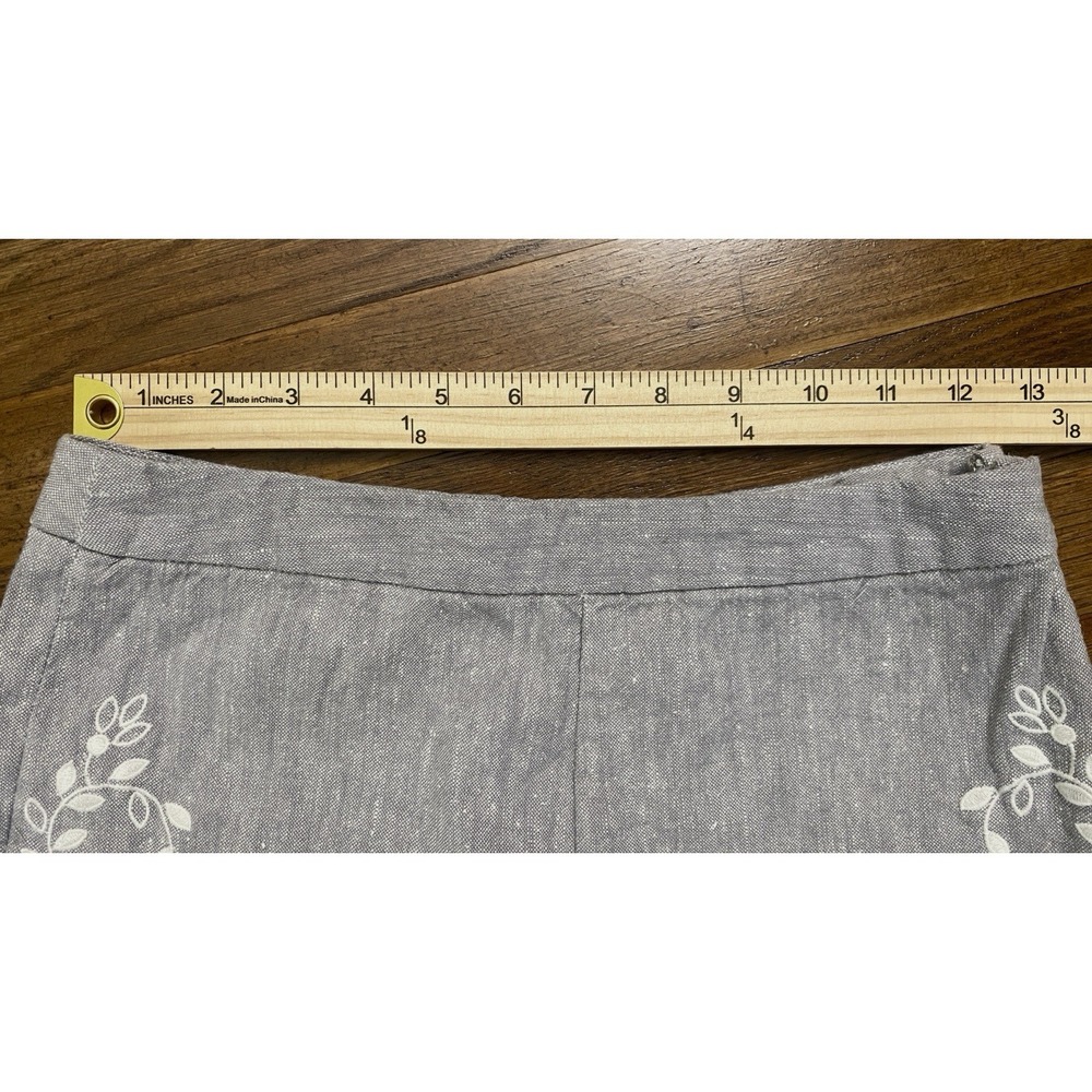 Free People Linen Blend Shorts Womens Size 2 Embroidery Coastal Resort Wear - Picture 3 of 10